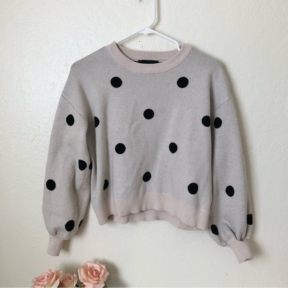 Premise Cream & Black Polka Dot Sweater Women's Size Small